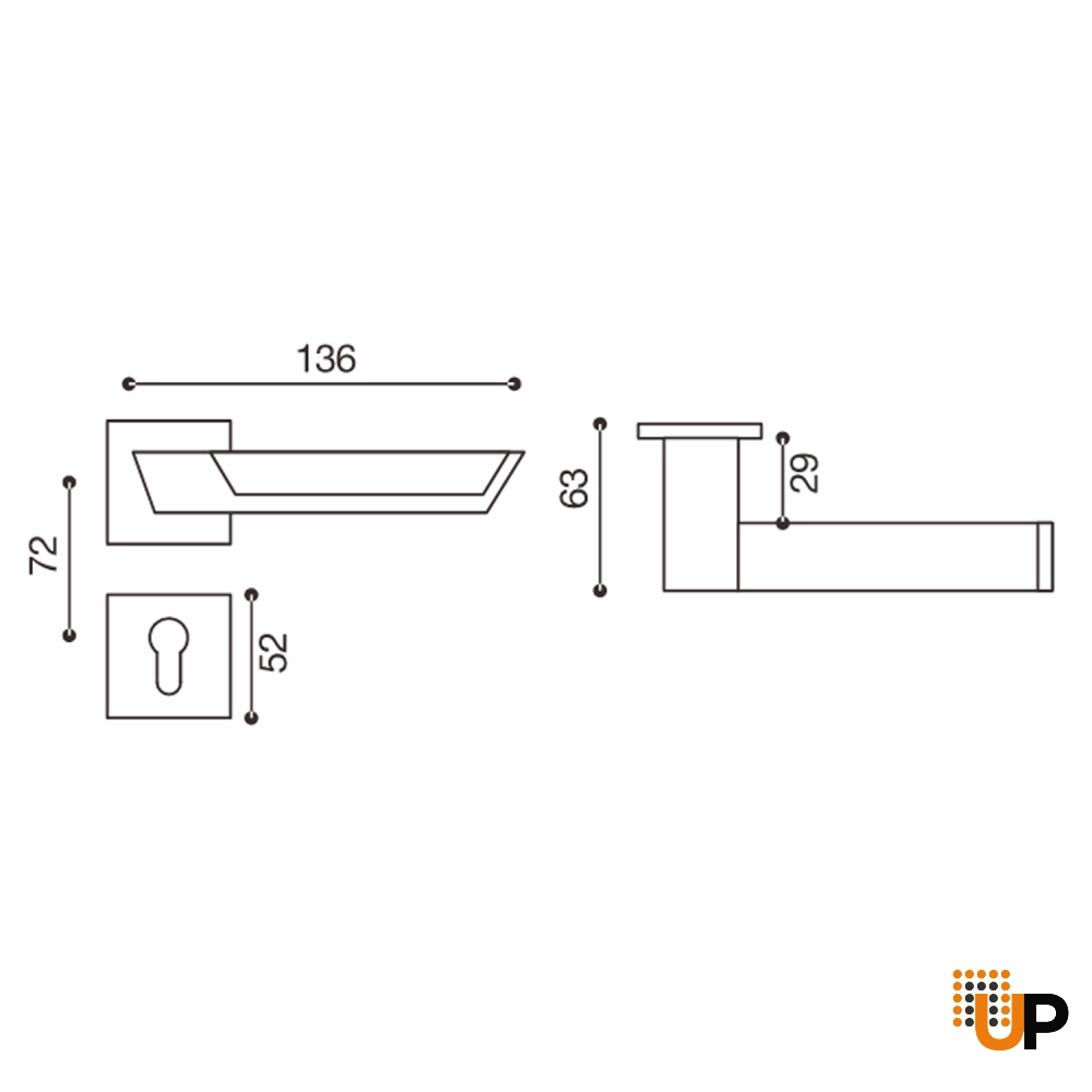 Door Euro Handle DALLAS for Magnetic Lock, Graphite Chrome, Passage photo#2
