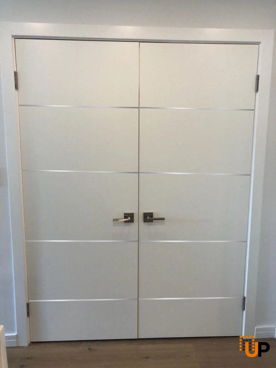 Double solid wood with honeycomb french interior swing double door | Planum 0020 White | 36 x 80 (2* 18x80) photo#2