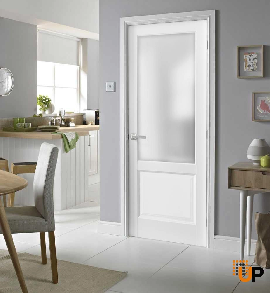 Single solid core classic interior swing door with frosted glass | Lucia 22 White | 18 x 80 photo#2