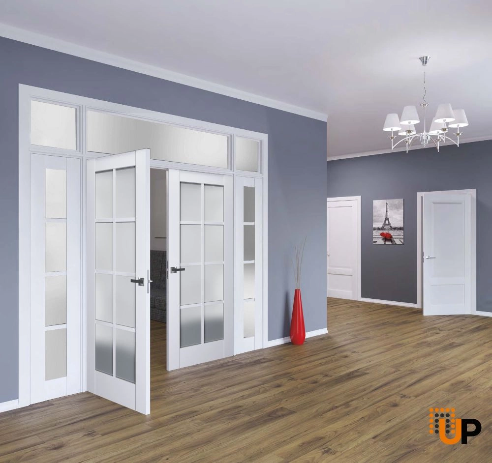 Double laminate french interior swing double door with frosted glass | Veregio 7412 White | 36 x 80 (2* 18x80) photo#2