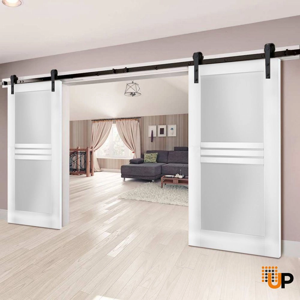 Single mdf interior door slab with frosted glass | Mela 7222 White | 32 x 80 photo#3
