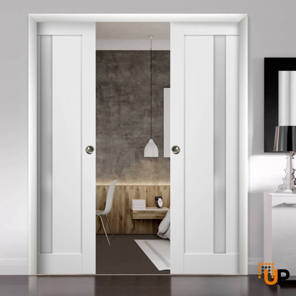 Single mdf interior door slab with frosted glass | Quadro 4112 White | 18 x 80 photo#4