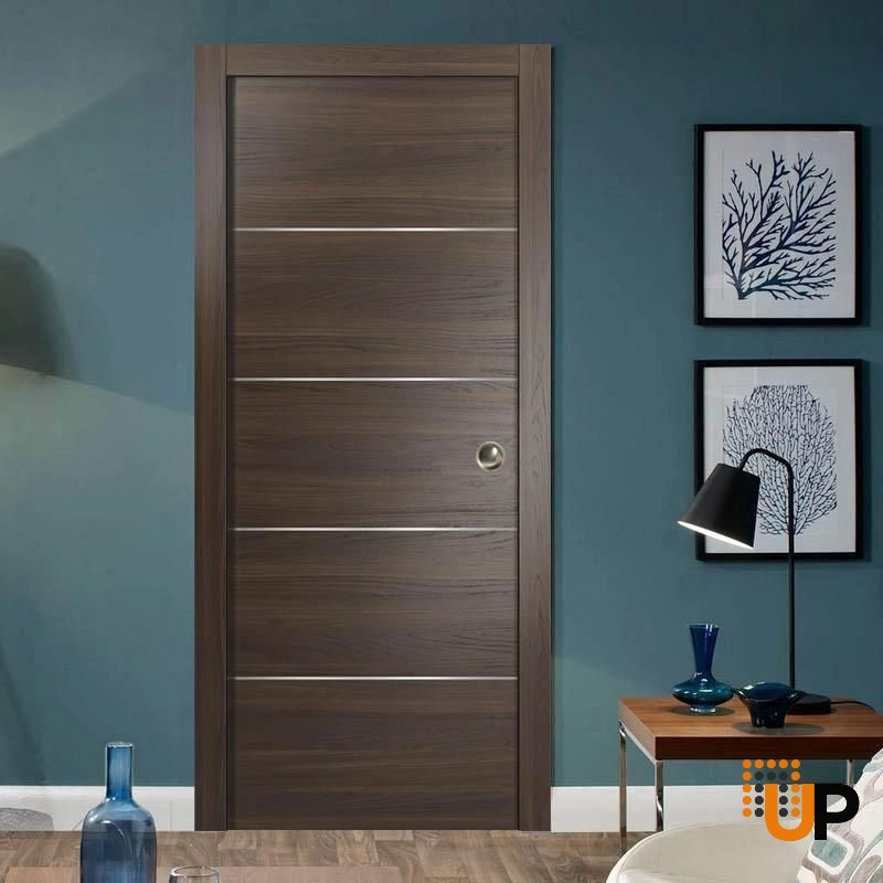 Single solid wood with honeycomb modern interior door slab | Planum 0020 Chocolate Ash | 18 x 80 photo#5