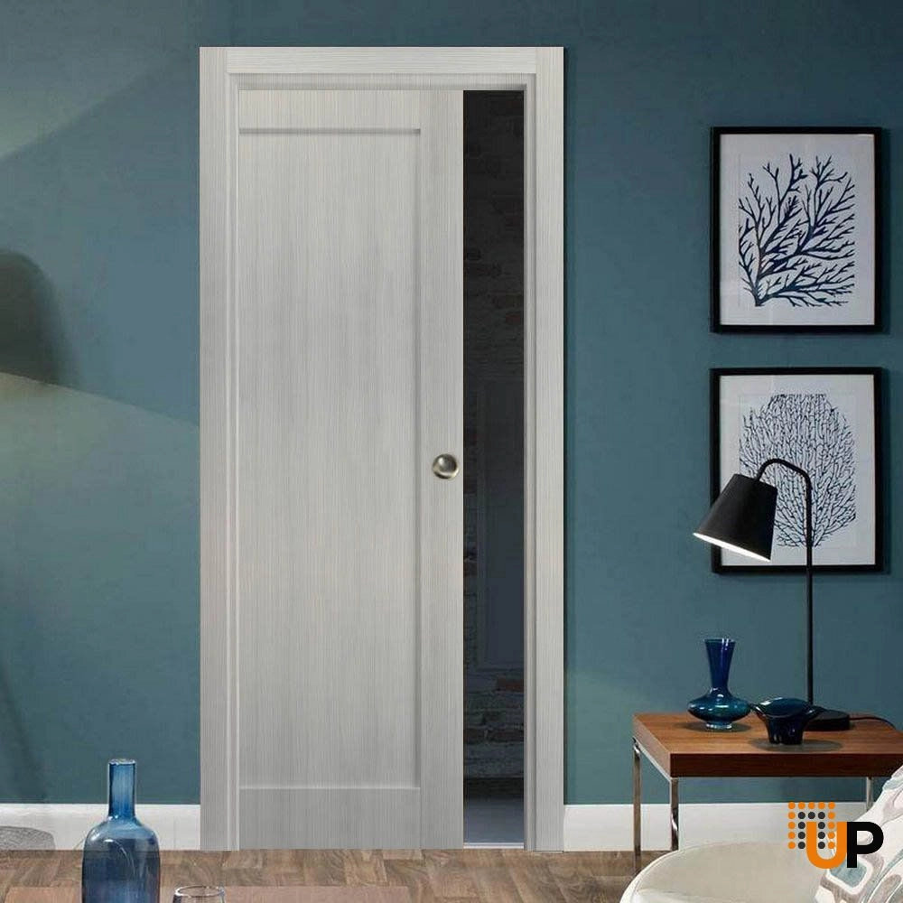 Single mdf sliding shaker interior pocket door | Quadro 4111 Ginger Ash | 18 x 80 photo#2