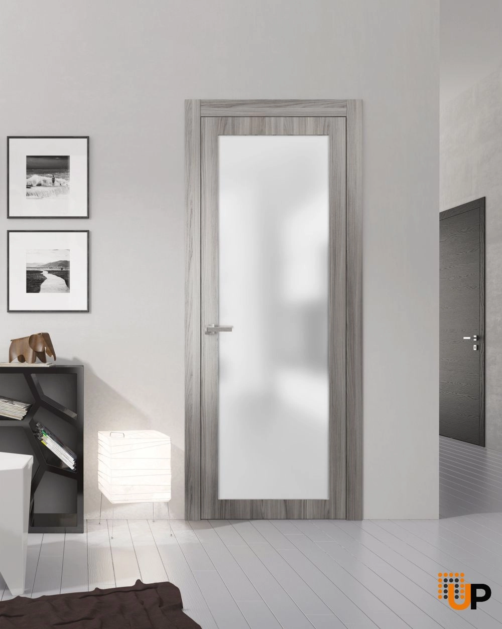 Single solid core luxury interior swing door with frosted glass | Planum 2102 Ginger Ash | 18 x 80 photo#3