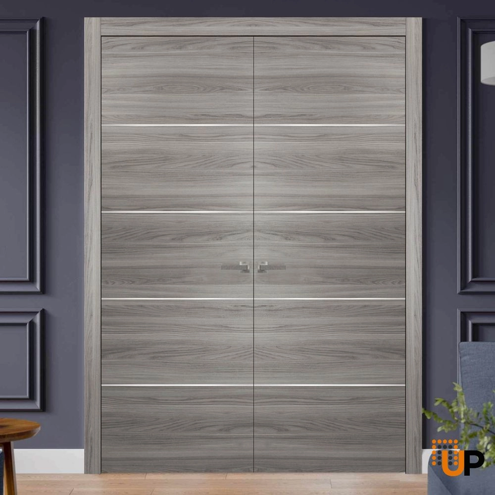 Double solid wood with honeycomb french interior swing double door | Planum 0020 Ginger Ash | 36 x 80 (2* 18x80) photo#2