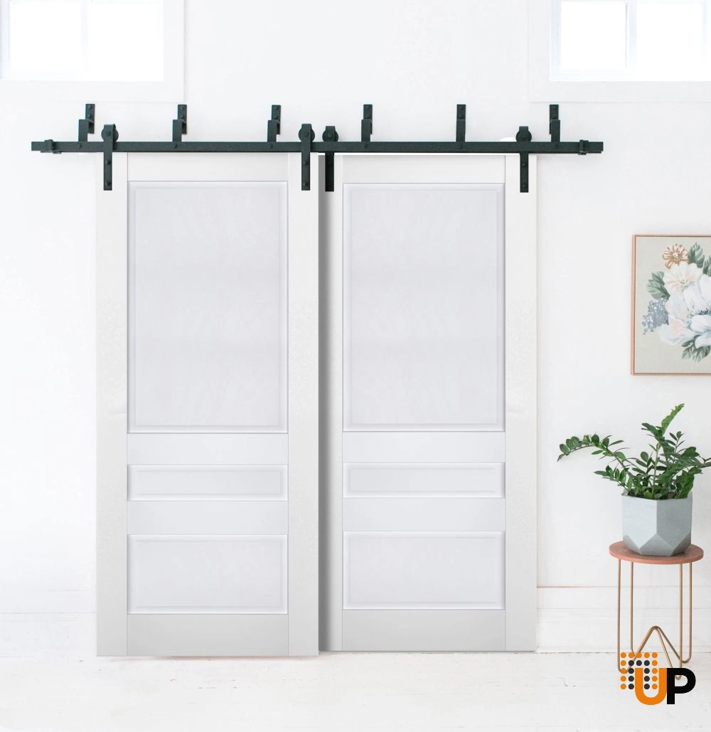 Double laminate sliding classic interior barn bypass door | Veregio 7411 White | 36 x 80 (2* 18x80) photo#2
