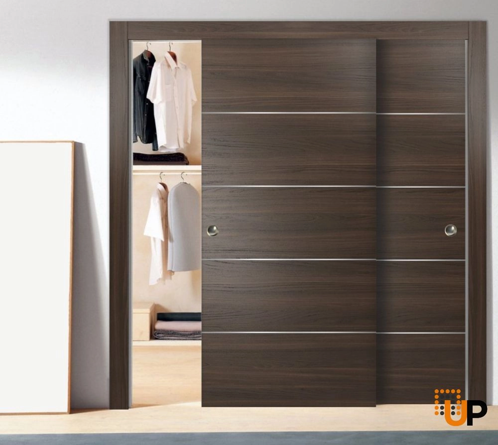 Double solid wood with honeycomb sliding modern interior closet bypass door | Planum 0020 Chocolate Ash | 36 x 80 (2* 18x80) photo#2