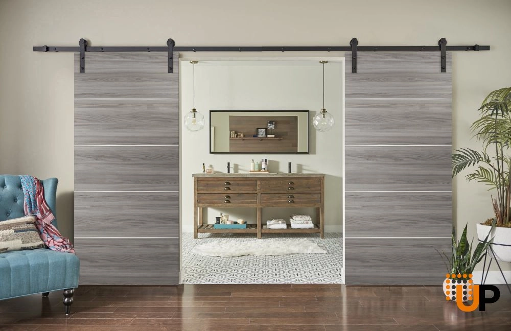 Single solid wood with honeycomb modern interior door slab | Planum 0020 Ginger Ash | 18 x 80 photo#6