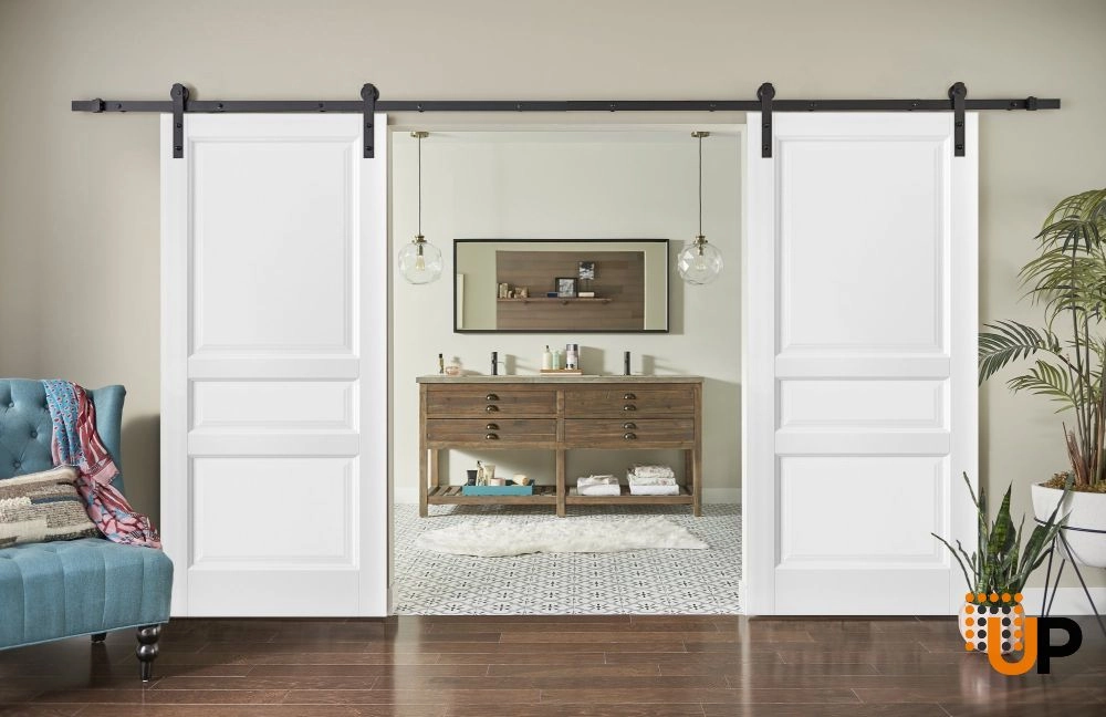 Double solid core sliding interior barn double door | Lucia 31 White | 36 x 80 (2* 18x80) photo#2