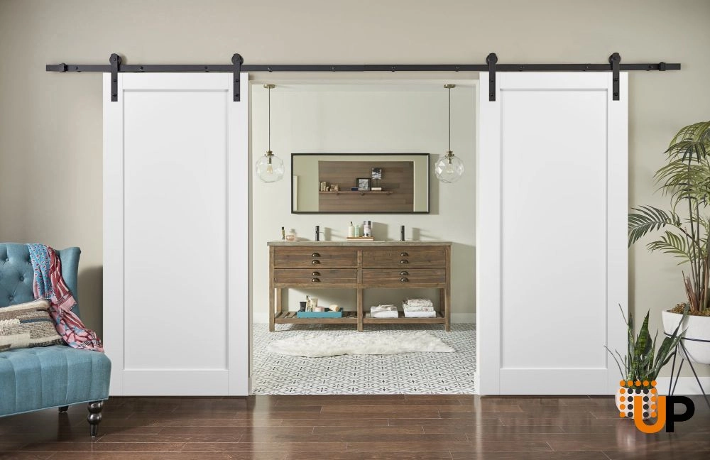 Double mdf sliding shaker interior barn double door | Quadro 4111 White | 36 x 80 (2* 18x80) photo#2