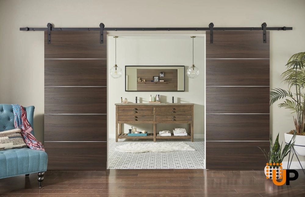 Double solid wood with honeycomb sliding french interior barn double door | Planum 0020 Chocolate Ash | 36 x 80 (2* 18x80) photo#2