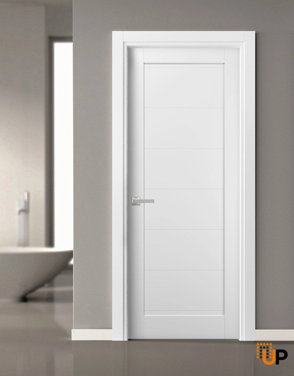 Single mdf modern interior swing door | Quadro 4115 White | 18 x 80 photo#2