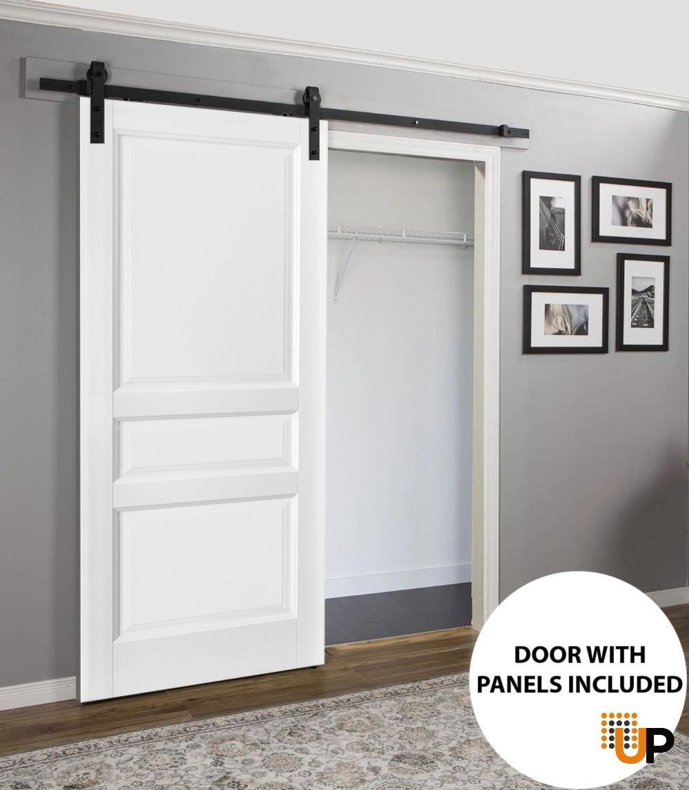 Single solid core sliding classic interior barn door | Lucia 31 White | 18 x 80 photo#2