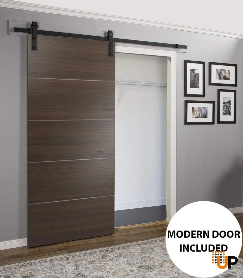Single solid wood with honeycomb modern interior door slab | Planum 0020 Chocolate Ash | 18 x 80 photo#2