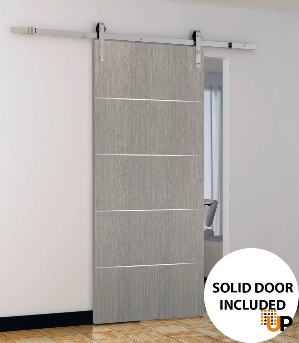 Single solid wood with honeycomb modern interior door slab | Planum 0020 Grey Oak | 18 x 80 photo#2