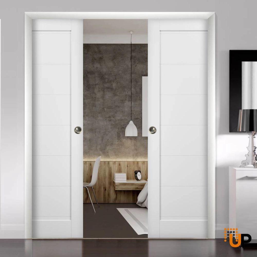 Double mdf sliding interior pocket double door | Quadro 4115 White | 36 x 80 (2* 18x80) photo#2