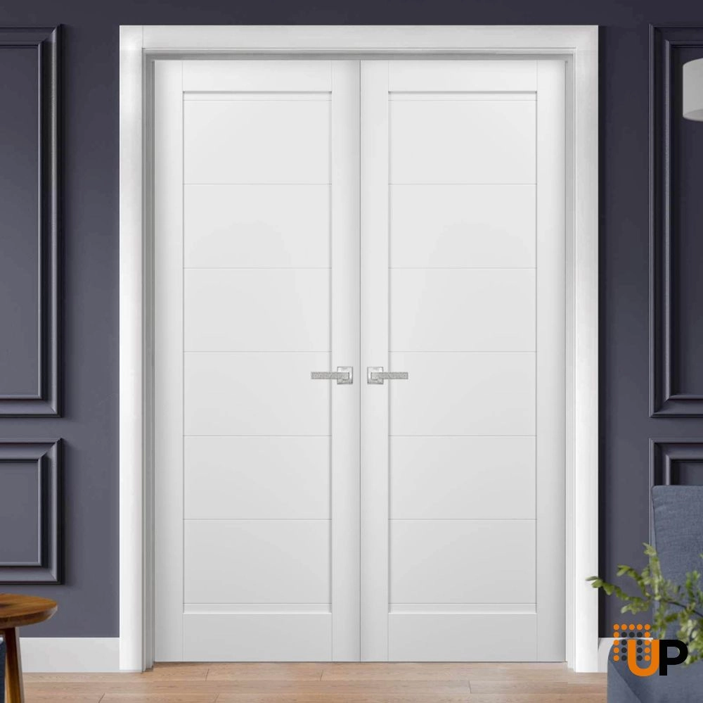 Double mdf french interior swing double door | Quadro 4115 White | 36 x 80 (2* 18x80) photo#2