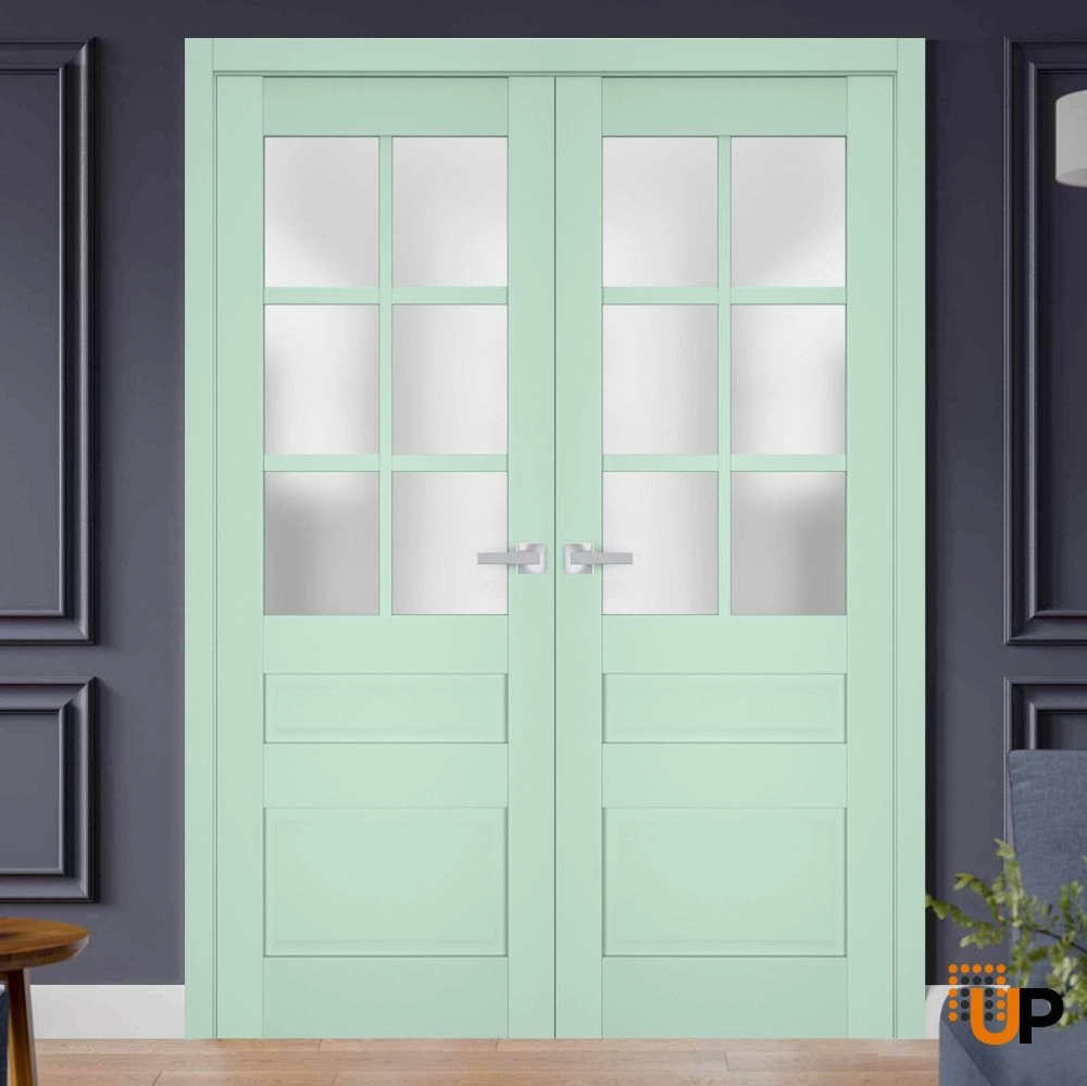 Double laminate french interior swing double door with frosted glass | Veregio 7339 Oliva | 36 x 80 (2* 18x80) photo#2