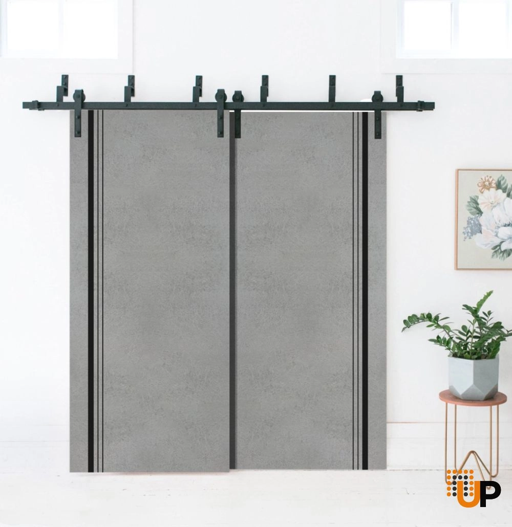 Single solid wood with honeycomb modern interior door slab | Planum 0011 Concrete | 18 x 80 photo#2