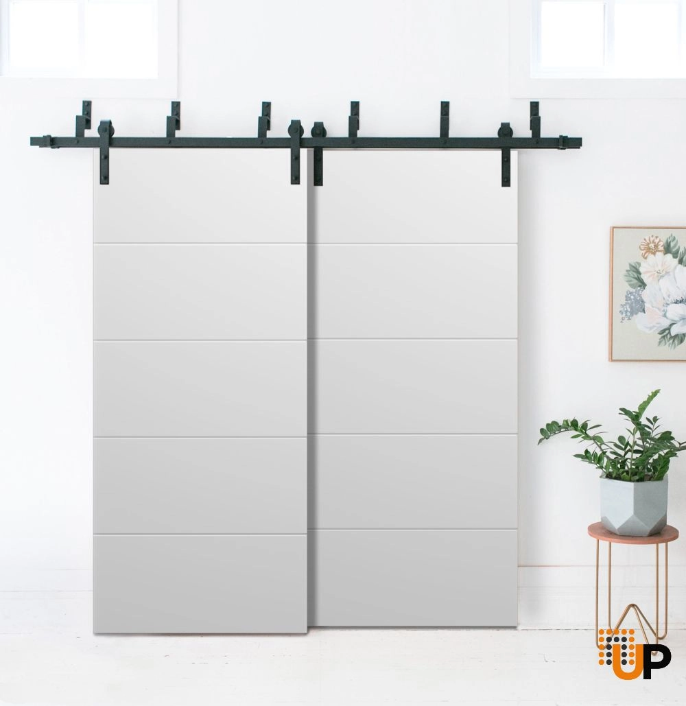 Double solid wood with honeycomb sliding interior barn bypass door | Planum 0770 Painted White | 36 x 80 (2* 18x80) photo#2