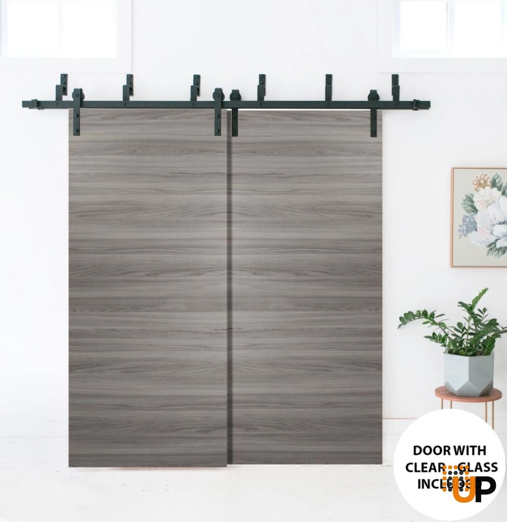 Double solid wood with honeycomb sliding modern interior barn bypass door | Planum 0010 Ginger Ash | 36 x 80 (2* 18x80) photo#2