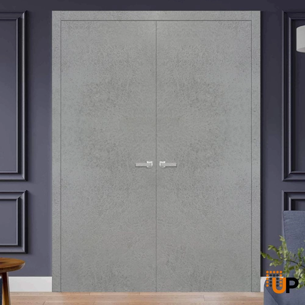 Double solid wood with honeycomb french interior swing double door | Planum 0010 Concrete | 36 x 80 (2* 18x80) photo#2