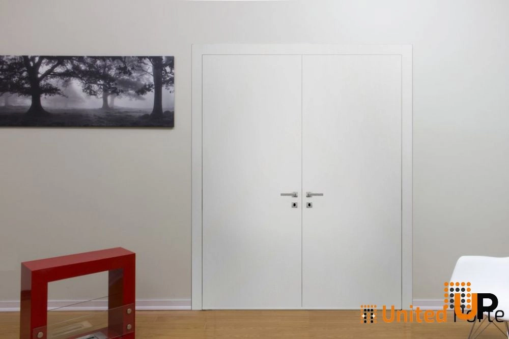 Double solid wood with honeycomb french interior swing double door | Planum 0010 White | 36 x 80 (2* 18x80) photo#2