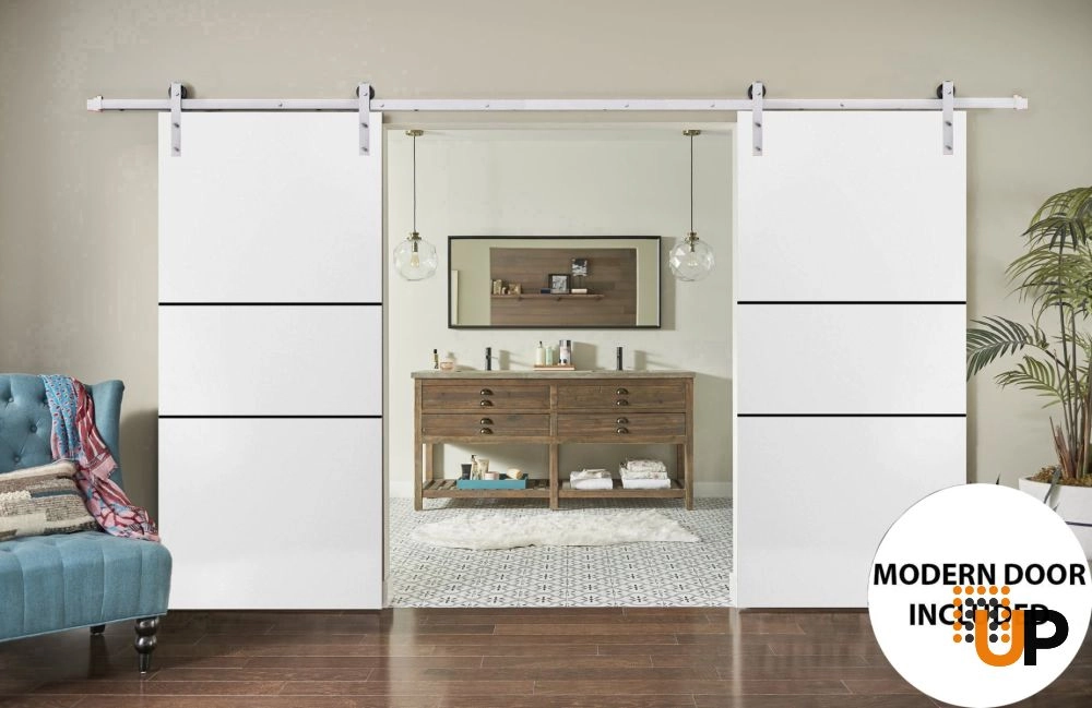 Double solid wood with honeycomb sliding classic interior barn double door | Planum 0014 White | 36 x 80 (2* 18x80) photo#2