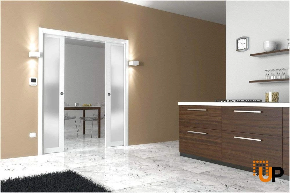 Single solid core luxury interior door slab with frosted glass | Planum 2102 White | 18 x 80 photo#4