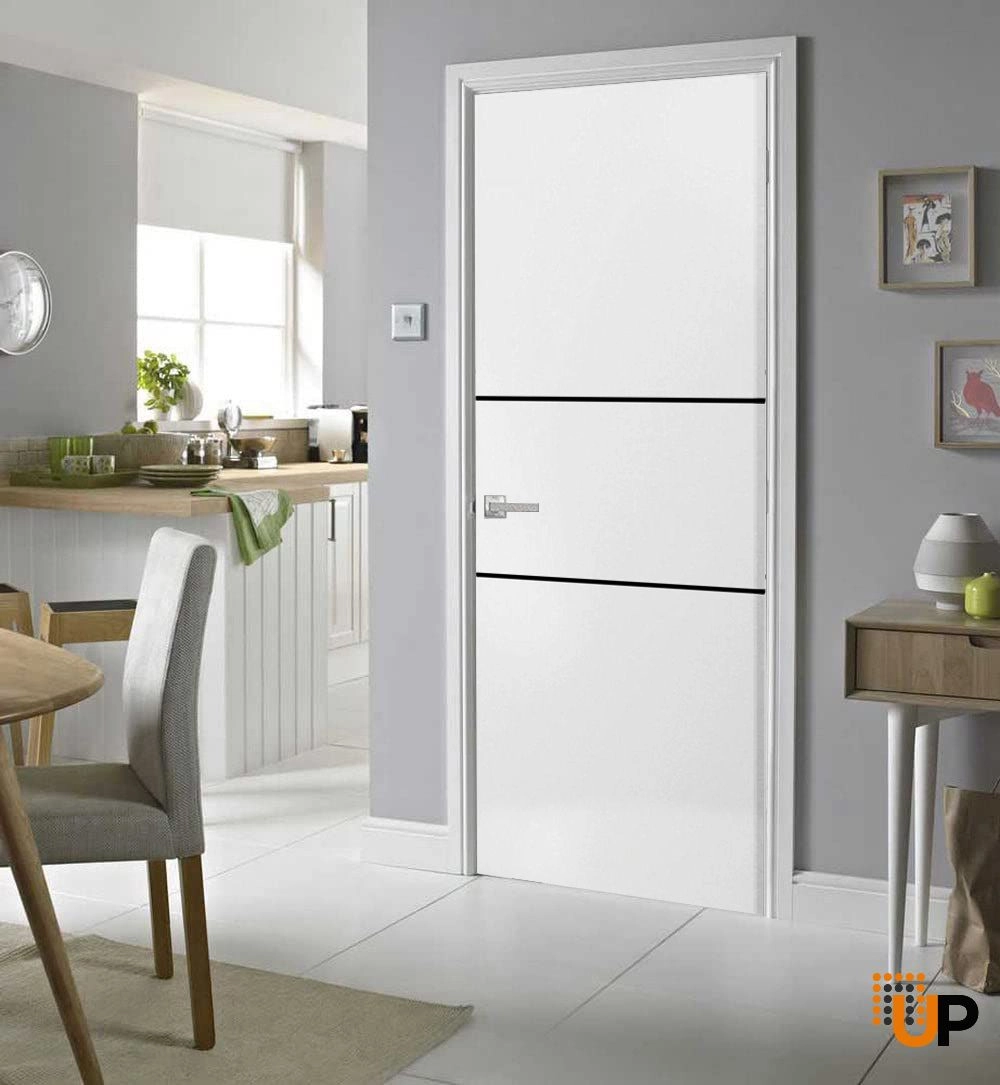 Single solid wood with honeycomb modern interior swing door | Planum 0014 White | 18 x 80 photo#3