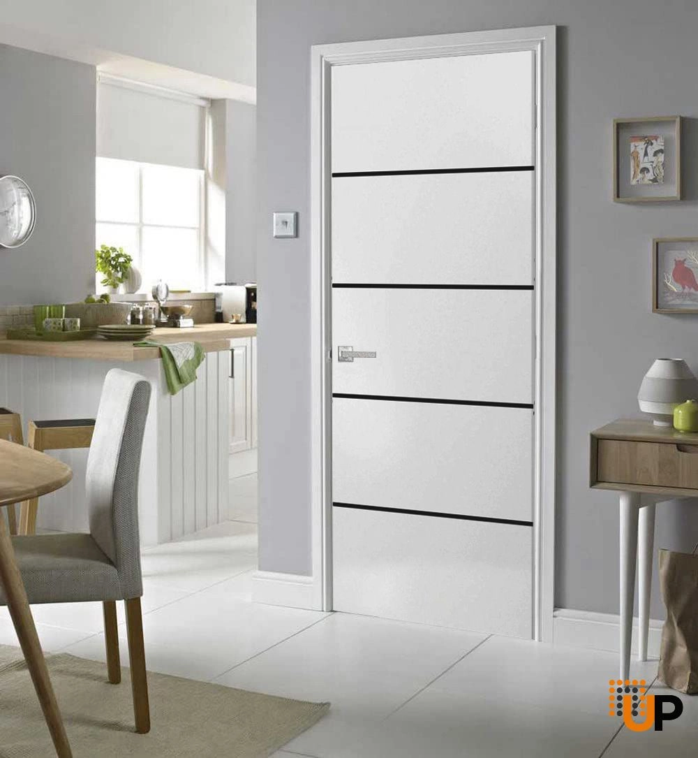 Single solid wood with honeycomb modern interior swing door | Planum 0015 White | 18 x 80 photo#3