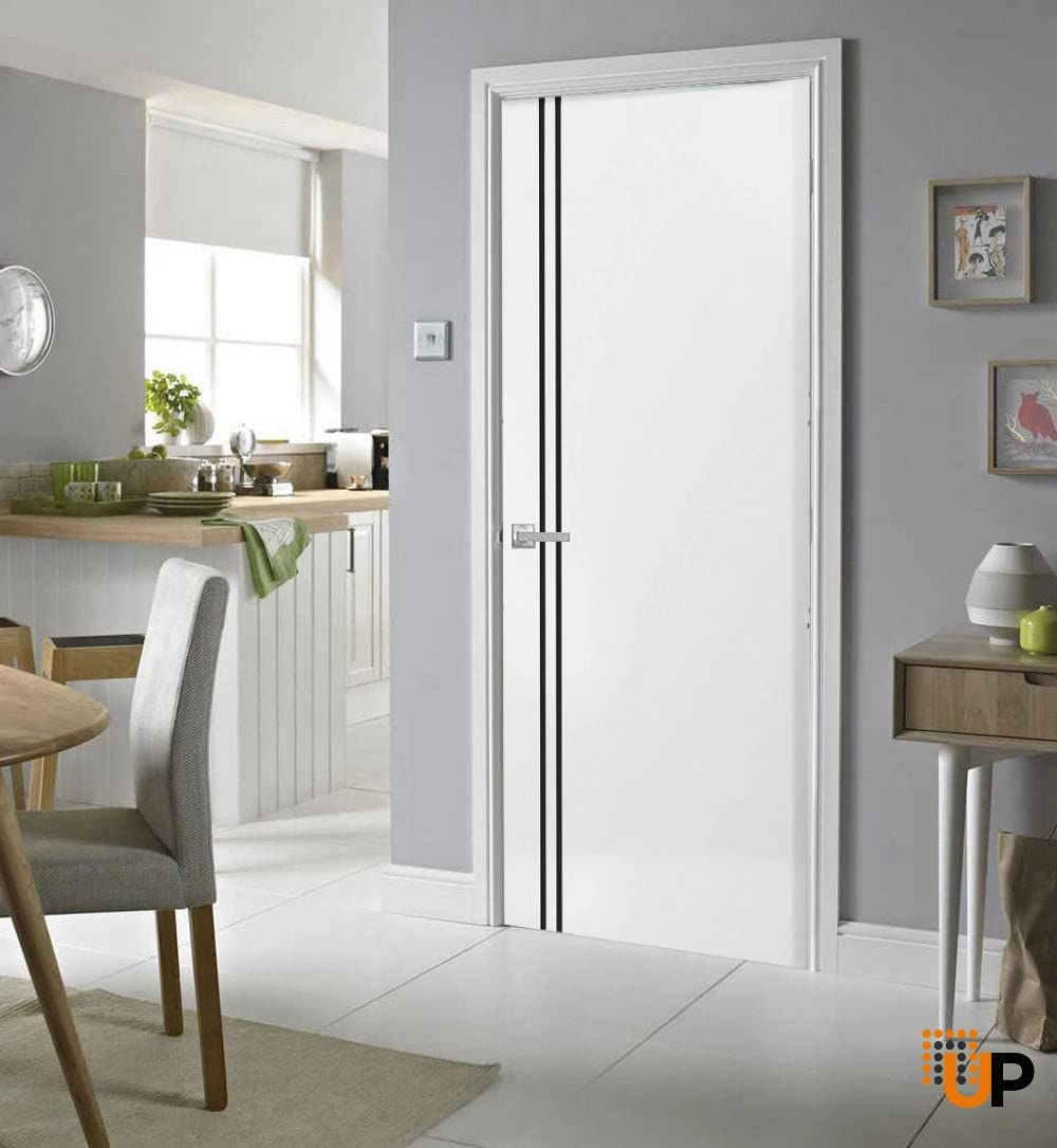 Single solid wood with honeycomb modern interior swing door | Planum 0016 White | 18 x 80 photo#3