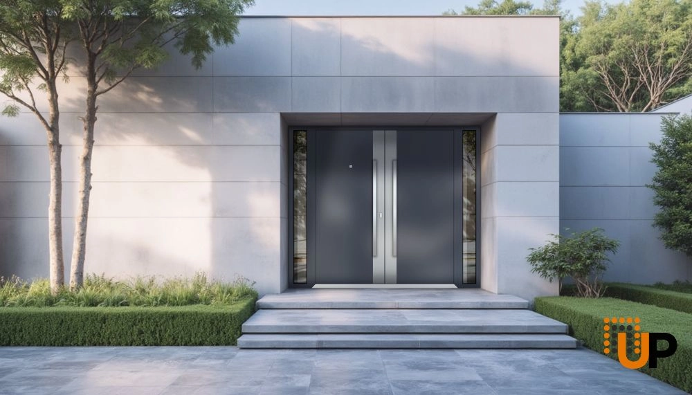Deux 0729 exterior aluminum double door 96x96 (12+72+12x96) grey steel Photo #3