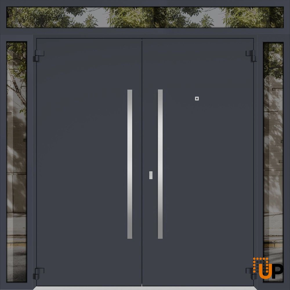 Deux 0729 exterior aluminum double door 96x110 (12+72+12x96+14) grey steel Photo #2