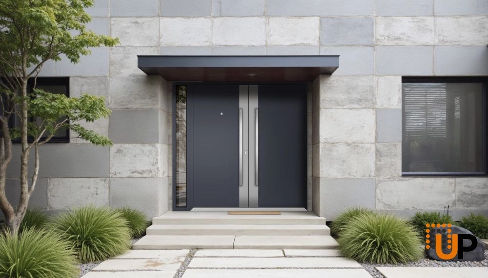 Deux 0729 exterior aluminum double door 86x96 (72+14x96) grey steel Photo #3