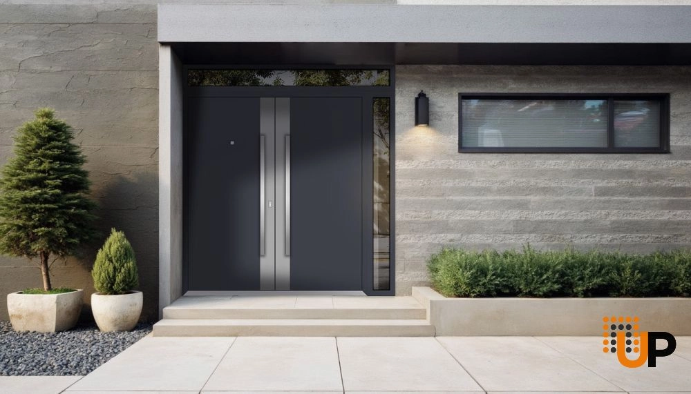 Deux 0729 exterior aluminum double door 86x112 (72+14x96+16) grey steel Photo #3