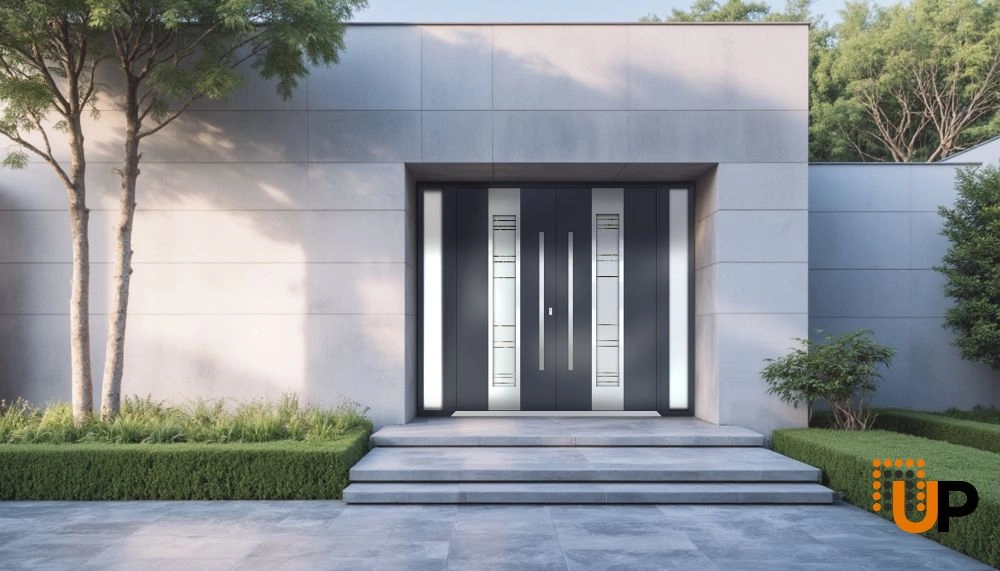 Deux 0757 exterior aluminum double door 96x96 (12+72+12x96) grey steel Photo #3
