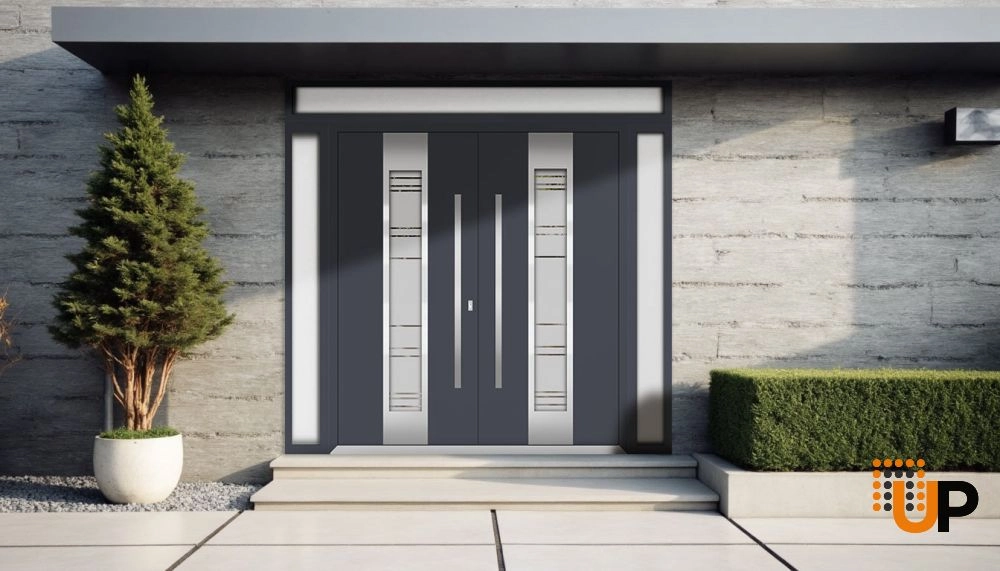 Deux 0757 exterior aluminum double door 96x110 (12+72+12x96+14) grey steel Photo #3