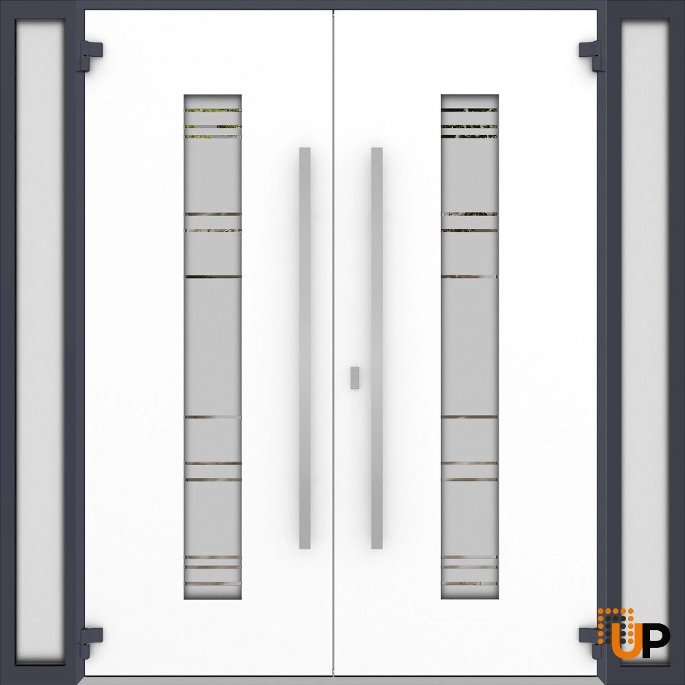 Deux 0757 exterior aluminum double door 100x96 (14+72+14x96) grey steel Photo #2