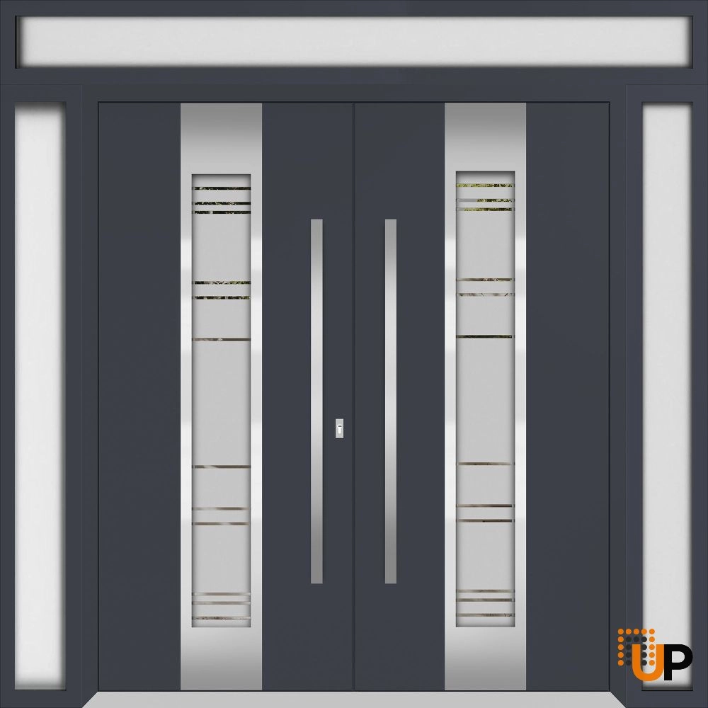 Deux 0757 exterior aluminum double door 100x108 (14+72+14x96+12) grey steel Photo #1