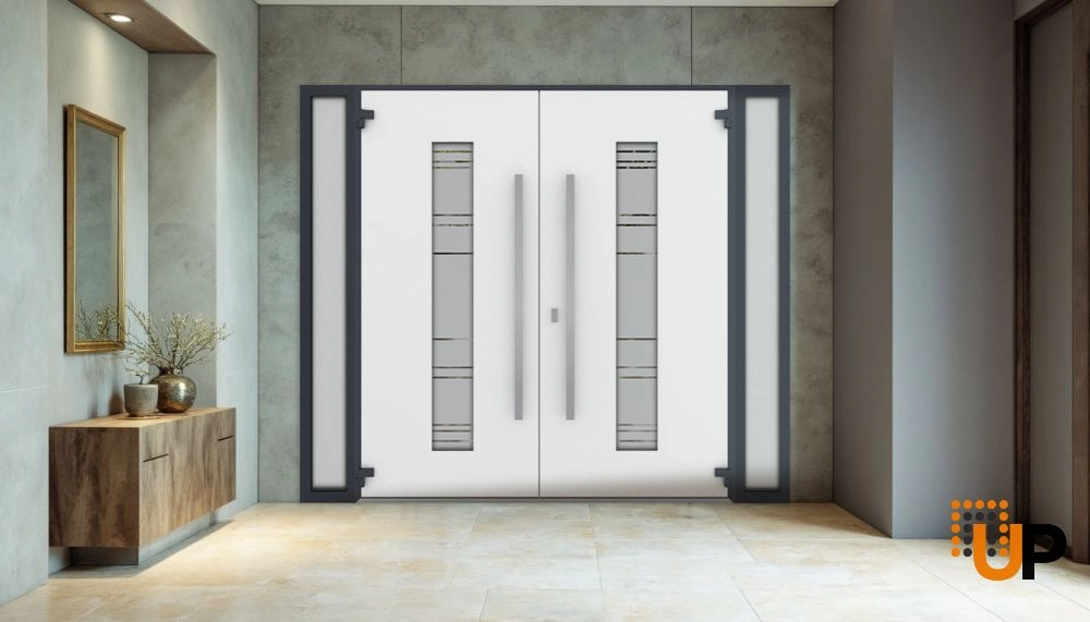 Deux 0757 exterior aluminum double door 104x96 (16+72+16x96) grey steel Photo #4