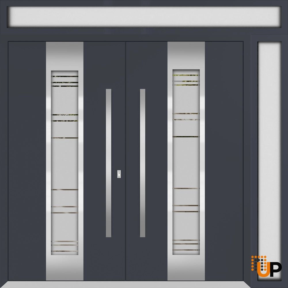 Deux 0757 exterior aluminum double door 84x108 (72+12x96+12) grey steel Photo #1