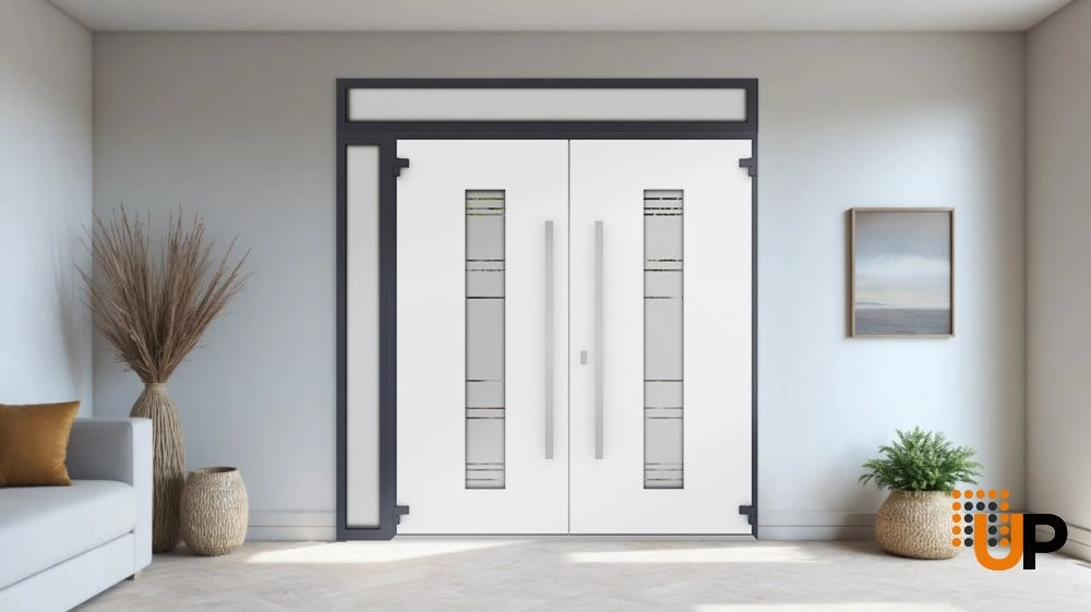 Deux 0757 exterior aluminum double door 86x108 (72+14x96+12) grey steel Photo #4