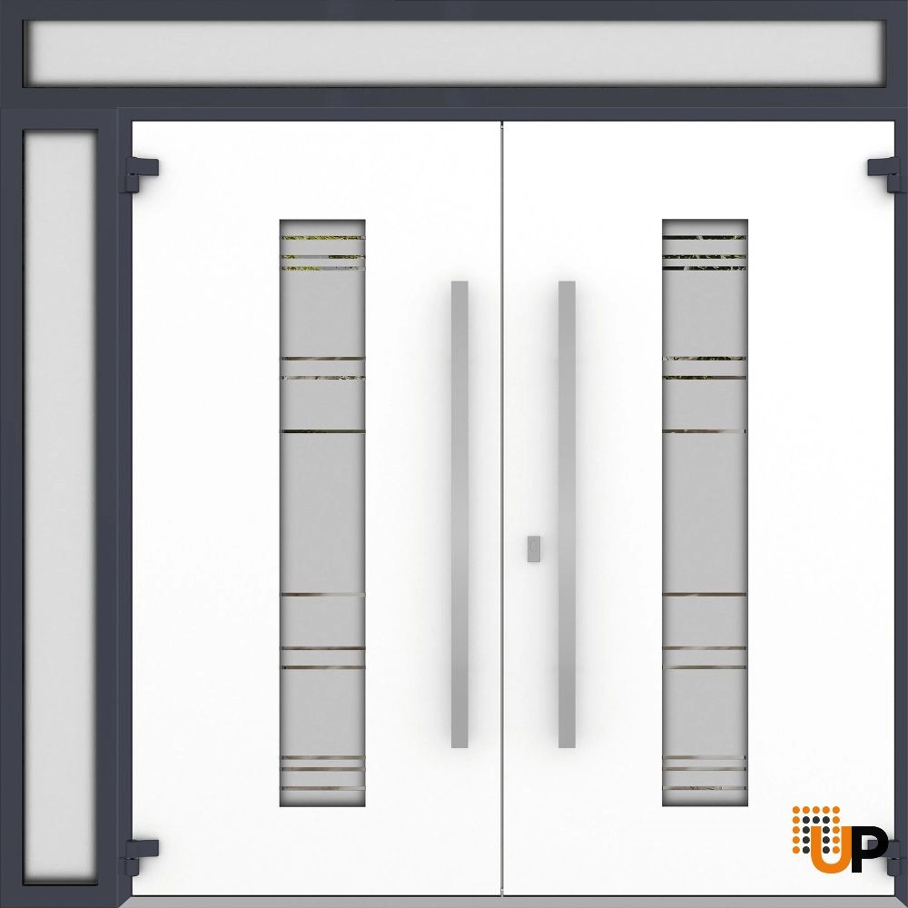 Deux 0757 exterior aluminum double door 86x112 (72+14x96+16) grey steel Photo #2