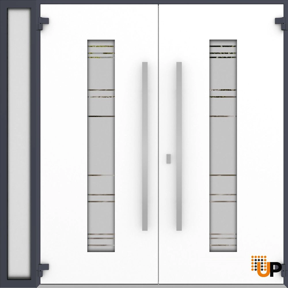 Deux 0757 exterior aluminum double door 88x96 (72+16x96) grey steel Photo #2