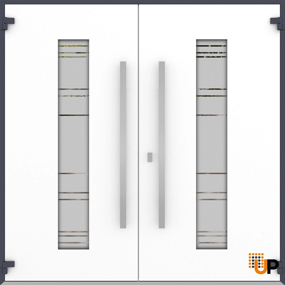 Deux 0757 exterior aluminum double door 72x96 grey steel Photo #2