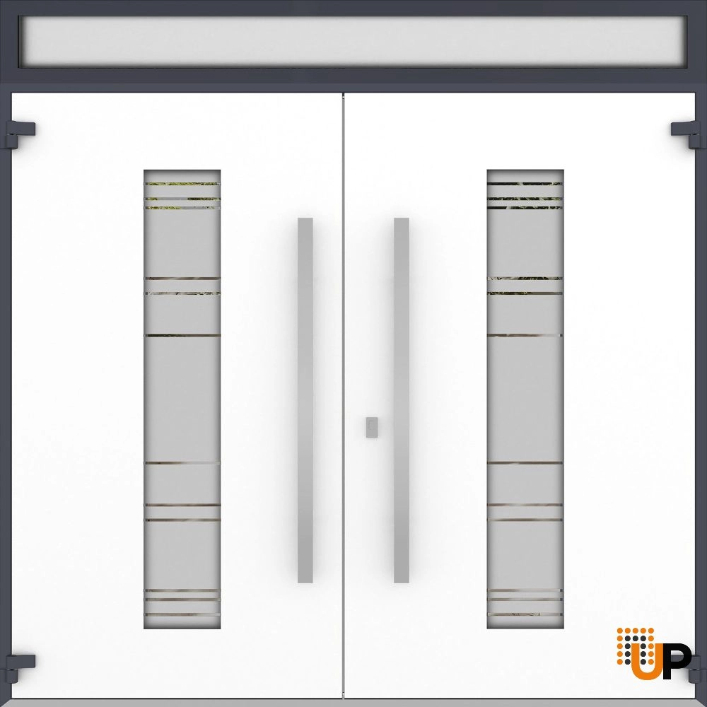 Deux 0757 exterior aluminum double door 72x108 (72x96+12) grey steel Photo #2
