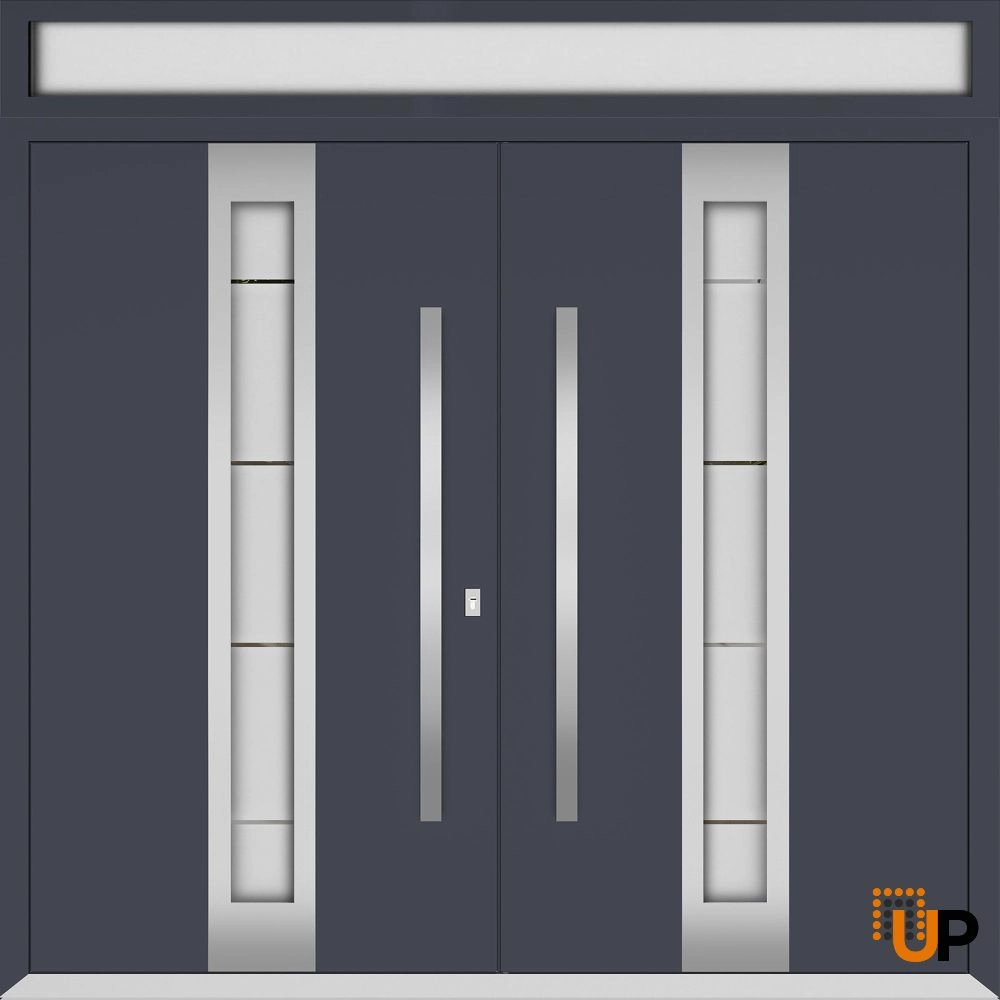 Deux 0757 exterior aluminum double door 72x110 (72x96+14) grey steel Photo #1