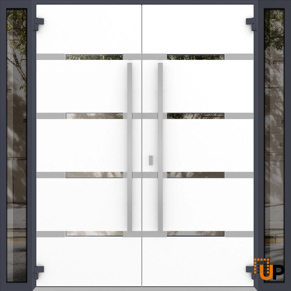 Deux 1105 exterior aluminum double door 96x96 (12+72+12x96) grey steel Photo #2